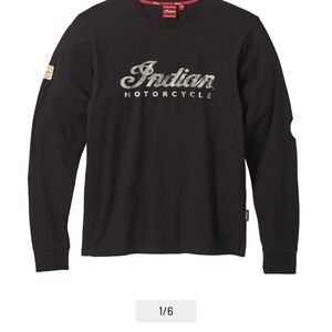 Indian Motorcycle Men's Black Long Sleeve Script Tee